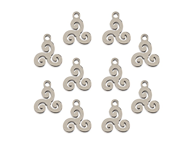 John Bead 9.8x8.7mm Silver Tone Stainless Steel Pinwheel Sweet & Petite Charms 10 Pieces