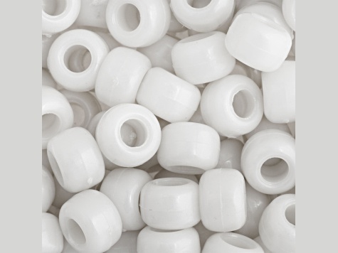 9mm Opaque White Plastic Pony Beads, 1000pcs