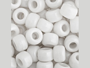 9mm Opaque White Plastic Pony Beads, 1000pcs
