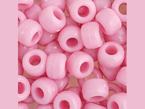 9mm Opaque Pink Plastic Pony Beads, 1000pcs - 145VKJ