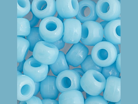 9mm Opaque Light Blue Plastic Pony Beads, 1000pcs