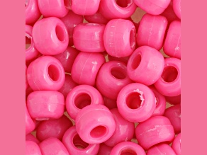 9mm Opaque Hot Pink Plastic Pony Beads, 1000pcs