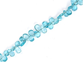 Sea Blue Apatite 6x4mm Smooth Pear Shaped Briolettes Bead Strand, 9" strand