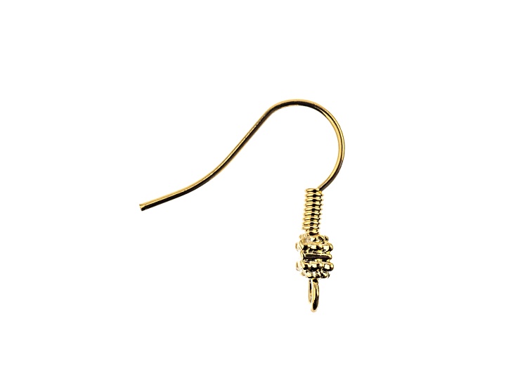 John Bead Must Have Findings 18mm Gold Tone Brass Ear Wire with Bali Beads 8 Pieces