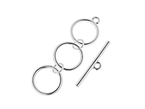 John Bead Must Have Findings 12mm Silver Tone Zinc Alloy 3-Ring Toggle Clasp Loops 3 sets