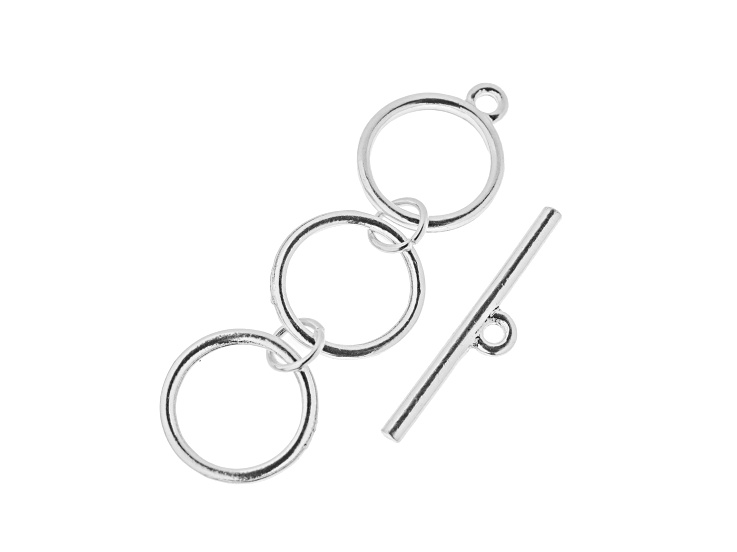John Bead Must Have Findings 12mm Silver Tone Zinc Alloy 3-Ring Toggle Clasp Loops 3 sets