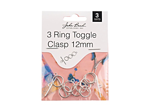 John Bead Must Have Findings 12mm Silver Tone Zinc Alloy 3-Ring Toggle Clasp Loops 3 sets