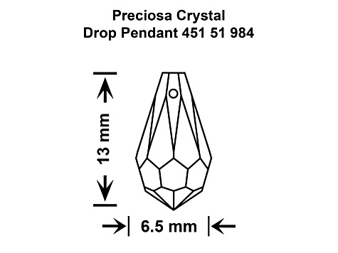 Preciosa 6.5x13mm Crystal Czech Glass Faceted Teardrop Pendants 24 Pieces