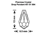 Preciosa 6.5x13mm Crystal Czech Glass Faceted Teardrop Pendants 24 Pieces