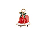 8-Piece Sweet & Petite Holiday Bell Small Gold Tone Enamel Charms