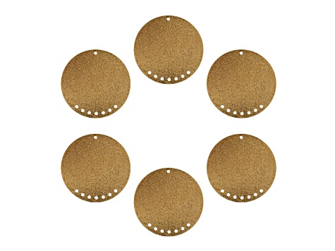 John Bead 8-Hole Gold Tone Alloy Round Circle Beadwork Pendants 6 Pieces