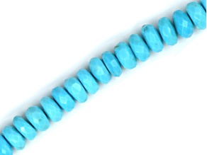 Natural Blue Turquoise 4mm - 6mm Hand Faceted Rondelles Bead Strand, 17" strand length