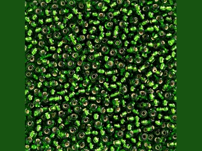 Czech Glass 6/0 Seed Beads Silver Lined Transparent Green 500 Grams