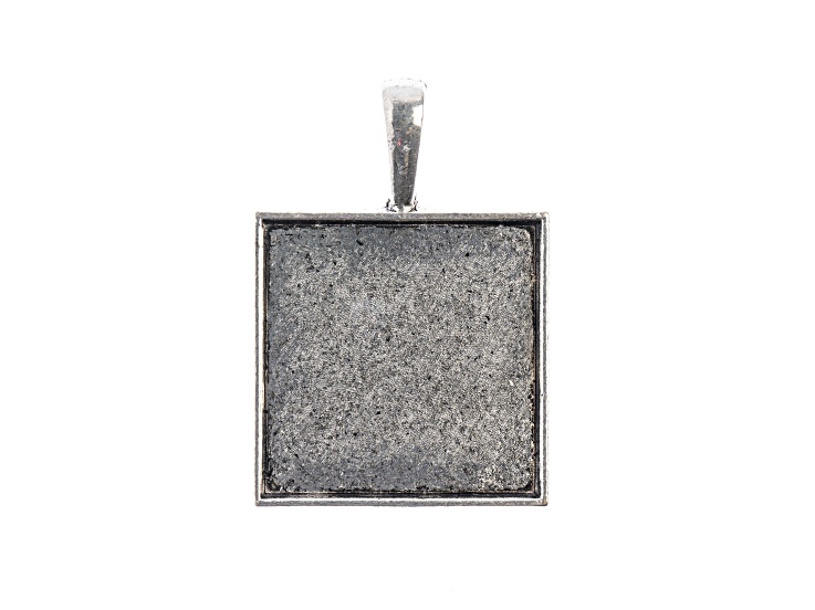 John Bead Must Have Findings 23mm Antique Silver Tone Zinc Alloy Square Pendant Frames 3 Pieces