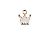 10-Piece Sweet & Petite White Crown Small Gold Tone Enamel Charms