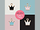 10-Piece Sweet & Petite White Crown Small Gold Tone Enamel Charms