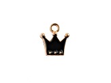 10-Piece Sweet & Petite Black Crown Small Gold Tone Enamel Charms