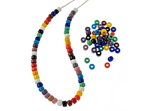 Rainbow Gemstone Beaded Necklace with 14K Yellow Gold Pony Beads