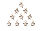 10-Piece Sweet & Petite White Tiny Star Small Gold Tone Enamel Charms