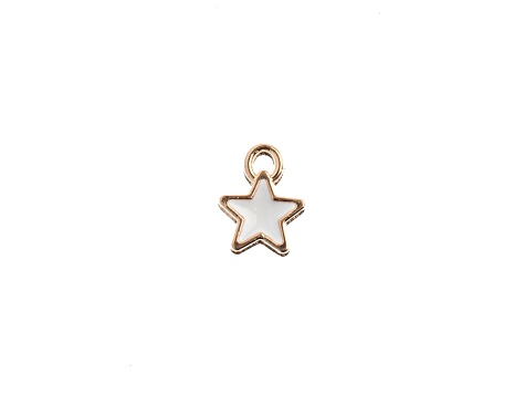 10-Piece Sweet & Petite White Tiny Star Small Gold Tone Enamel Charms