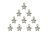 10-Piece Sweet & Petite Light Blue Tiny Star Small Gold Tone Enamel Charms