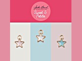 10-Piece Sweet & Petite Light Blue Tiny Star Small Gold Tone Enamel Charms