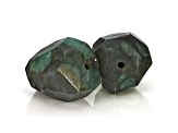 Bahia Brazilian Emerald in Matrix Focal Bead appx 19x161mm Faceted Olive Shape Set of 2