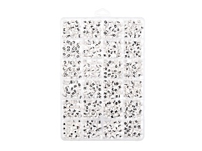 John Bead 4x7mm White Plastic Round Alphabet Letter Beads 910 Pieces