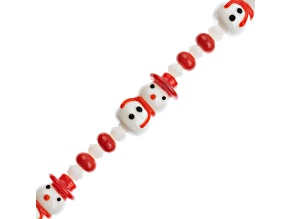 Crystal Lane DIY Red Hat Glass Lampwork Snowman 7" Designer Holiday Christmas Bead Strand