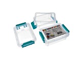 Joy Filled Storage 3 Stackable Clear Plastic Storage Containers with Turquoise Lids (4.5x3x1.5in)