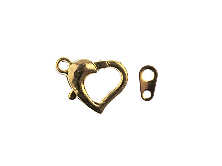 John Bead Must Have Findings 13mm Gold Tone Iron Heart Lobster Clasps 5 Pieces