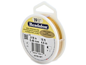 19 Strand Bead Stringing Wire, .018 in, Gold Color, 15 ft