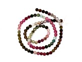 Watermelon Tourmaline 3.5mm Faceted Rounds Bead Strand, 12.5" strand length