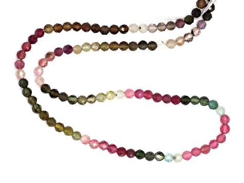 Watermelon Tourmaline 3.5mm Faceted Rounds Bead Strand, 12.5" strand length