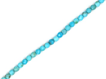 Picture of AAA Natural Blue Turquoise 2mm Faceted Rounds Bead Strand, 13" strand length