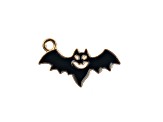 10-Piece Sweet & Petite Halloween Bat Small Gold Tone Enamel Charms