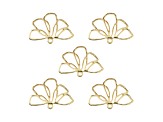 John Bead Gold Tone Alloy Flower Side View Beadwork Pendants 5 Pieces