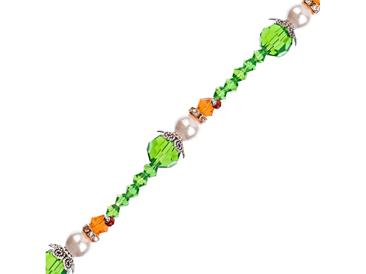 Crystal Lane DIY Green Orange Glass Pearl Metal Elf Stack 7" Designer Holiday Christmas Bead Strand