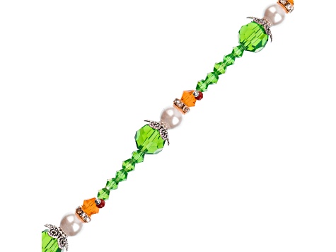 Crystal Lane DIY Green Orange Glass Pearl Metal Elf Stack 7" Designer Holiday Christmas Bead Strand