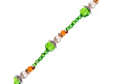 Crystal Lane DIY Green Orange Glass Pearl Metal Elf Stack 7" Designer Holiday Christmas Bead Strand