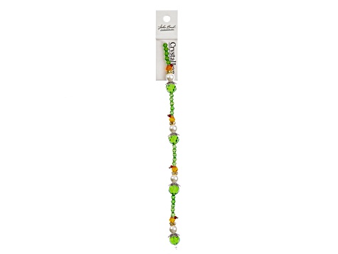 Crystal Lane DIY Green Orange Glass Pearl Metal Elf Stack 7" Designer Holiday Christmas Bead Strand