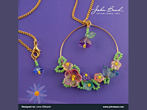Crystal Lane DIY Smokey Purple Mix Pears Butterflies Tulip Rondelle 7" Glass Garden Bead Strands
