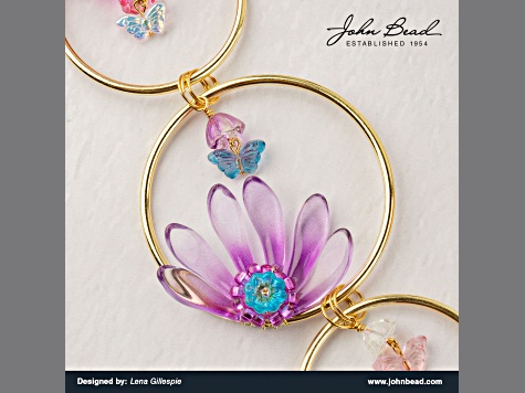 Crystal Lane DIY Smokey Purple Mix Pears Butterflies Tulip Rondelle 7" Glass Garden Bead Strands