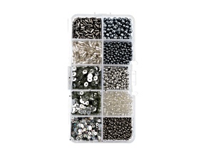 John Bead 10 Types Silver Tone Mix Sequins and Beads Kit