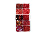 John Bead 10 Types Red Mix Sequins and Beads Kit