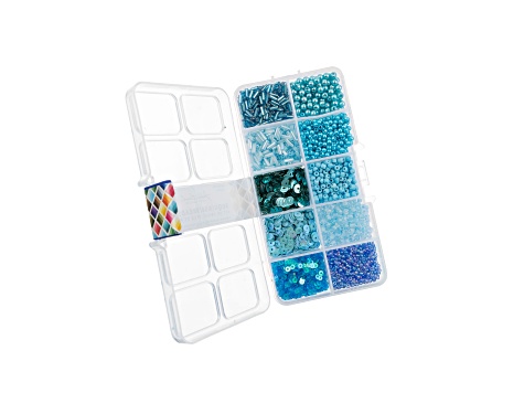 John Bead 10 Types Blue Mix Sequins and Beads Kit
