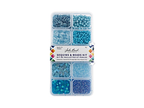 John Bead 10 Types Blue Mix Sequins and Beads Kit