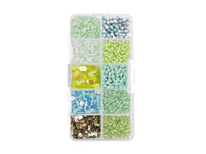 John Bead 10 Types Light Green Mix Sequins and Beads Kit