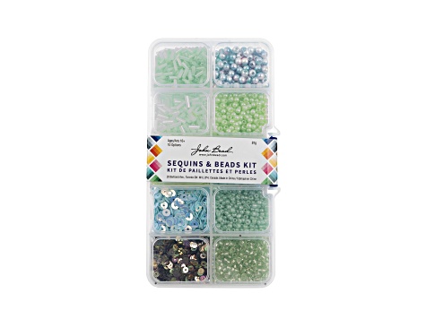 John Bead 10 Types Light Green Mix Sequins and Beads Kit
