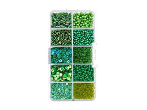 John Bead 10 Types Green Mix Sequins and Beads Kit